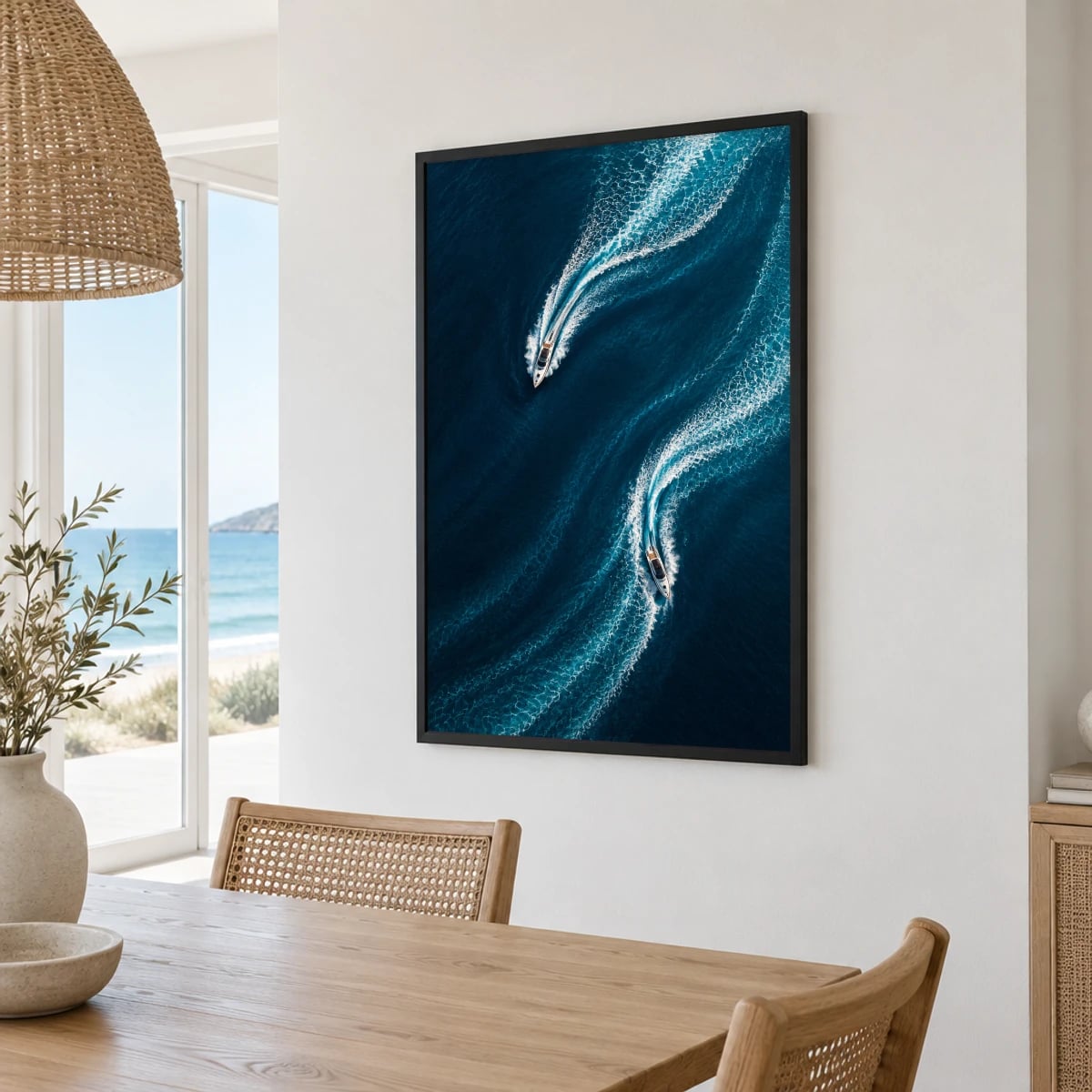 Quadro Lanchas Cruzando o Mar Azul