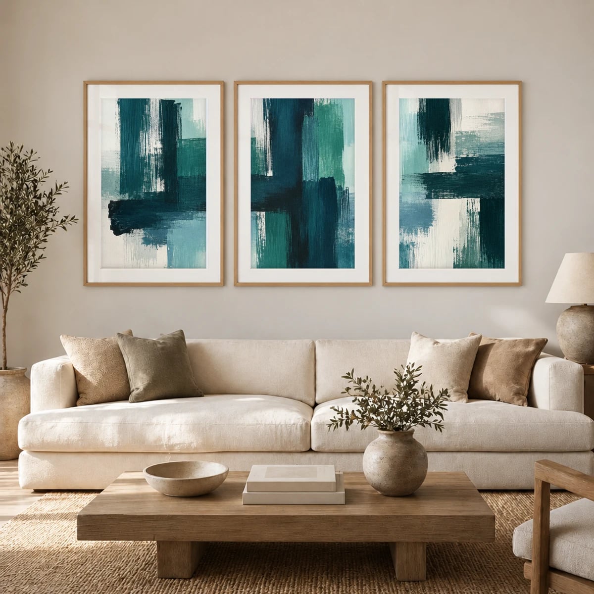 Quadro Formas Abstratas em Verde e Azul