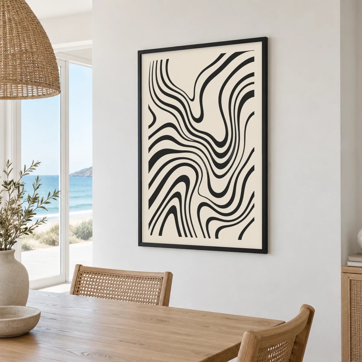 Quadro Formas Ondulantes em Preto e Branco