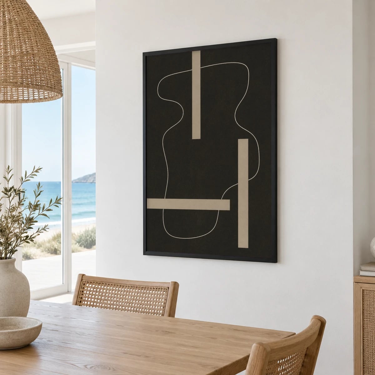 Quadro Linhas e Retângulos em Preto