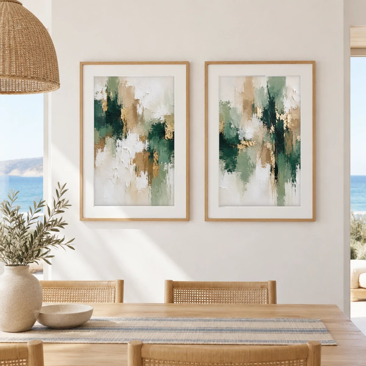 Quadro Abstrato Orgânico em Tons Naturais