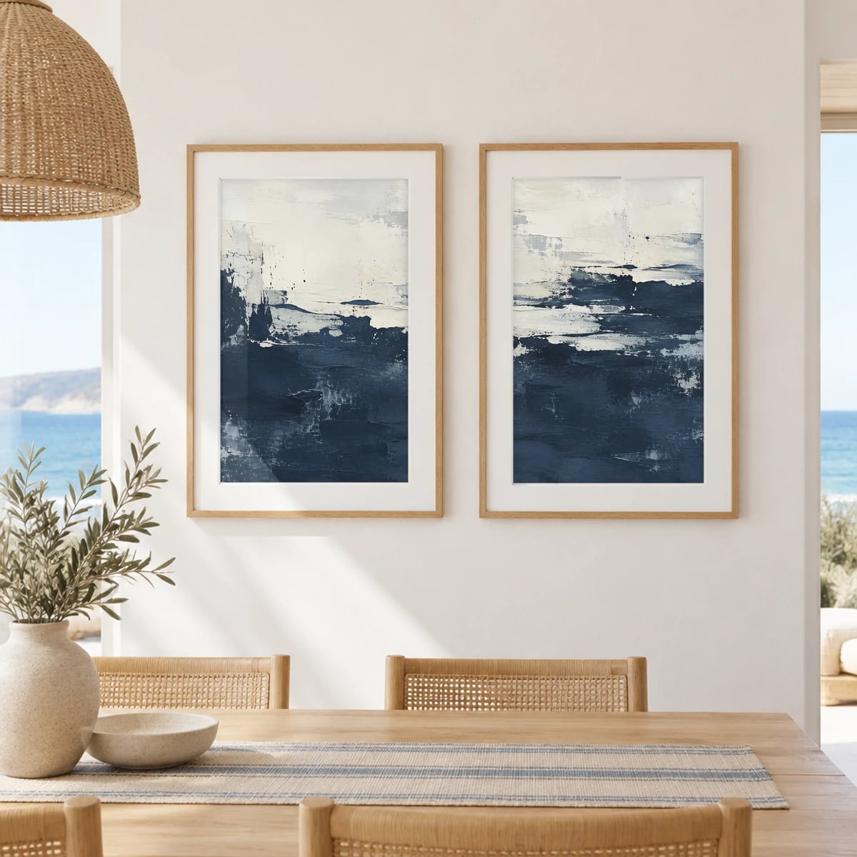 Quadro Mar Tempestuoso em Azul Profundo