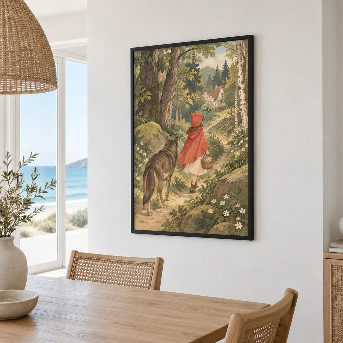 Quadro Chapeuzinho Caminhando na Floresta