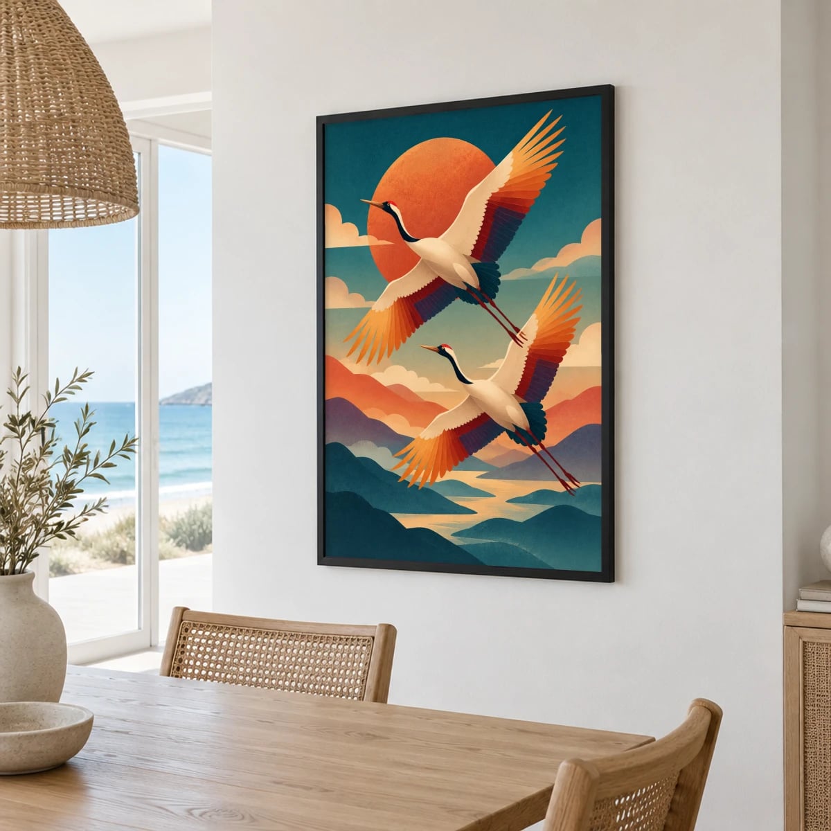 Quadro Cranes Voando ao Entardecer