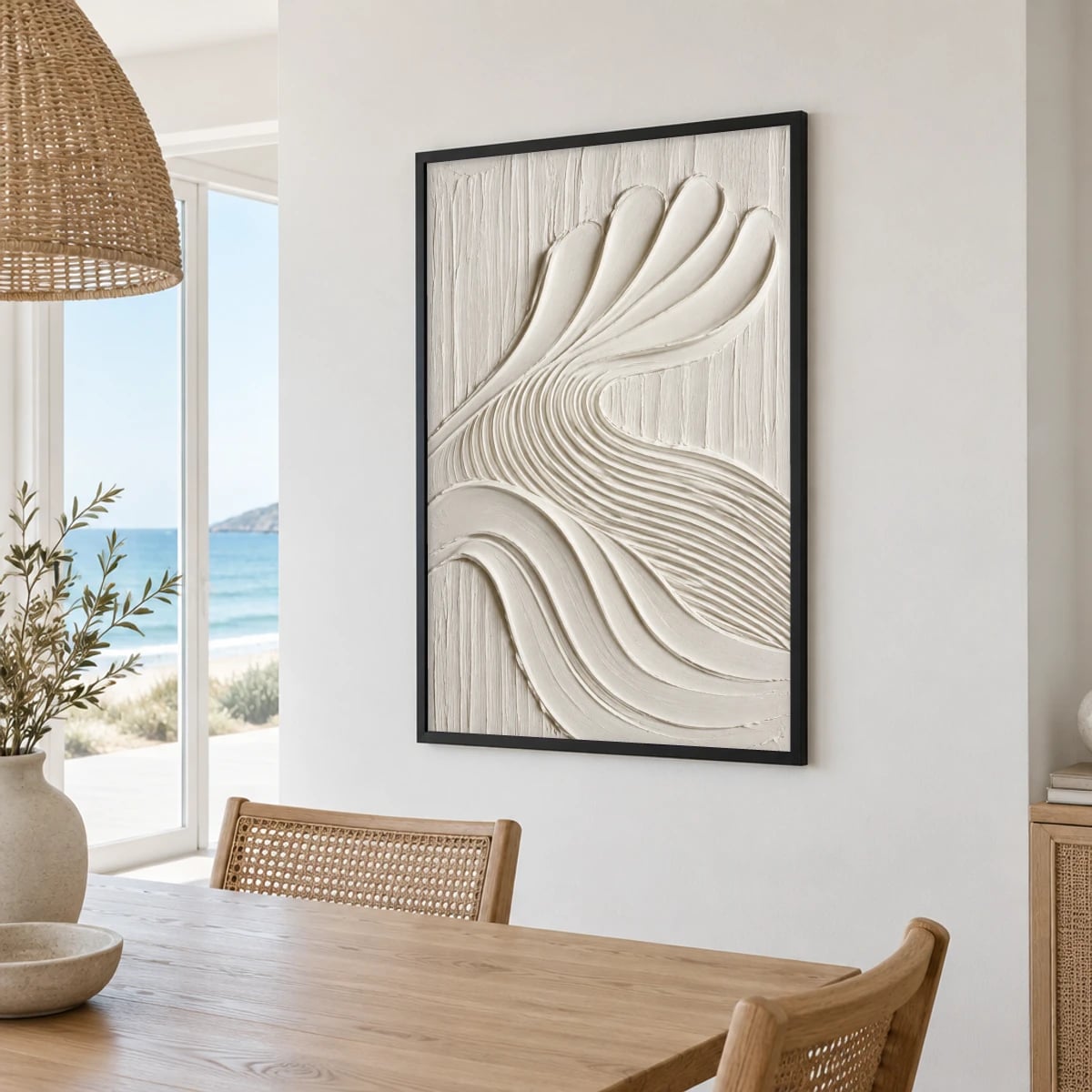 Quadro Formas Orgânicas em Relevo em Off-white e Creme