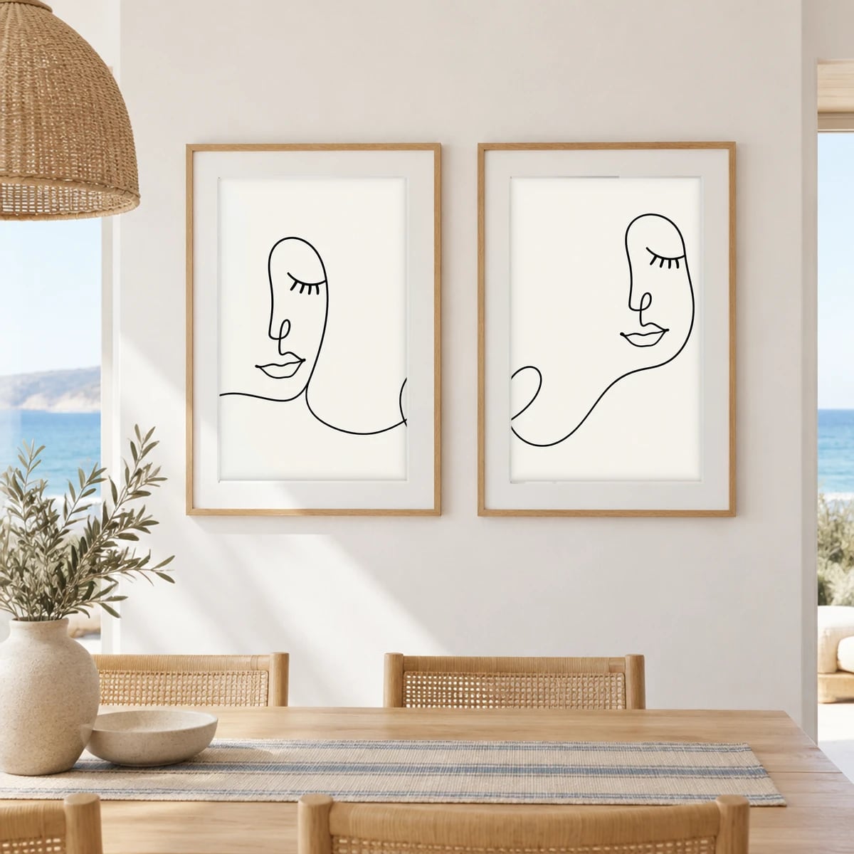 Quadro Rosto Feminino em Linha Contínua Suave