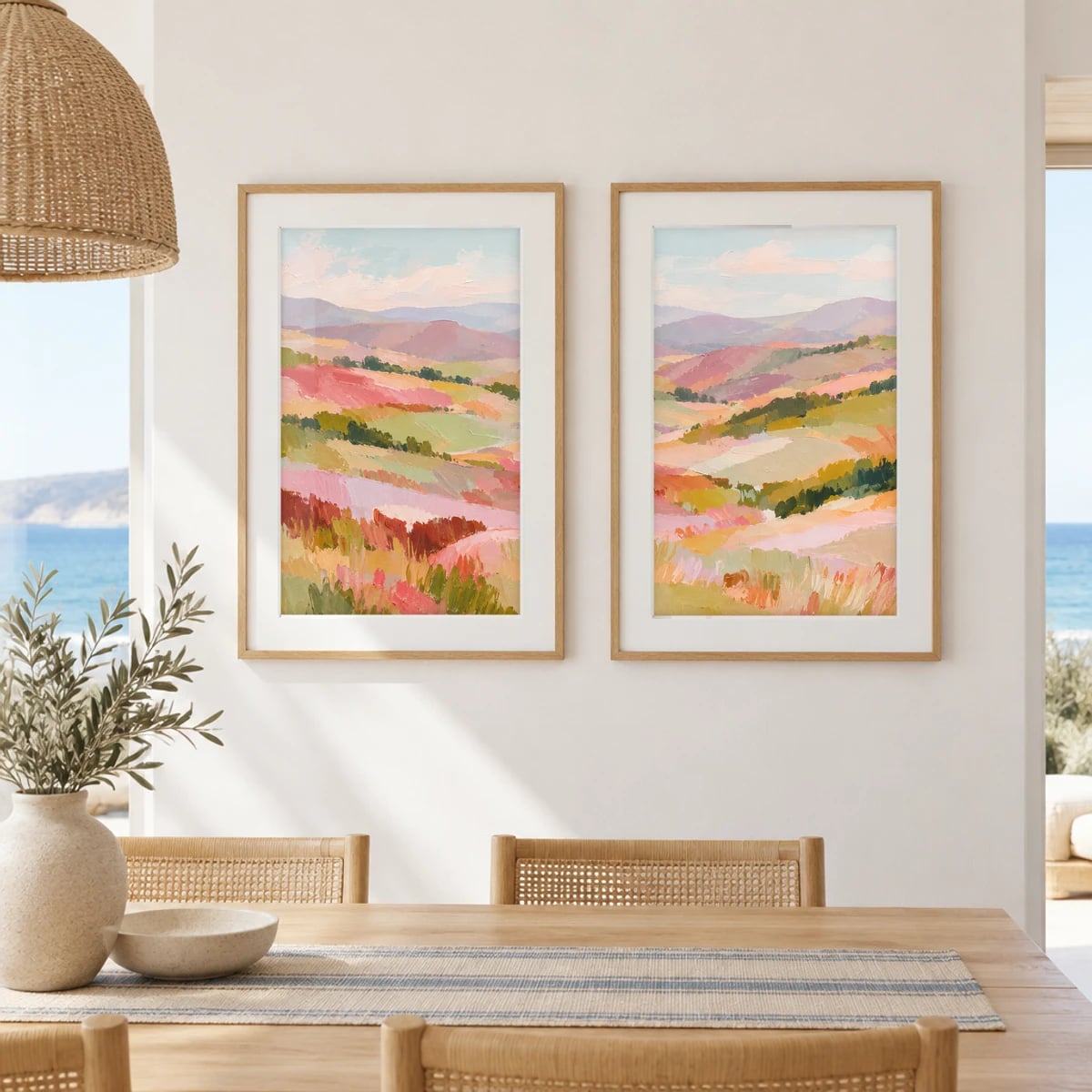 Quadro Colinas com Flores ao Entardecer