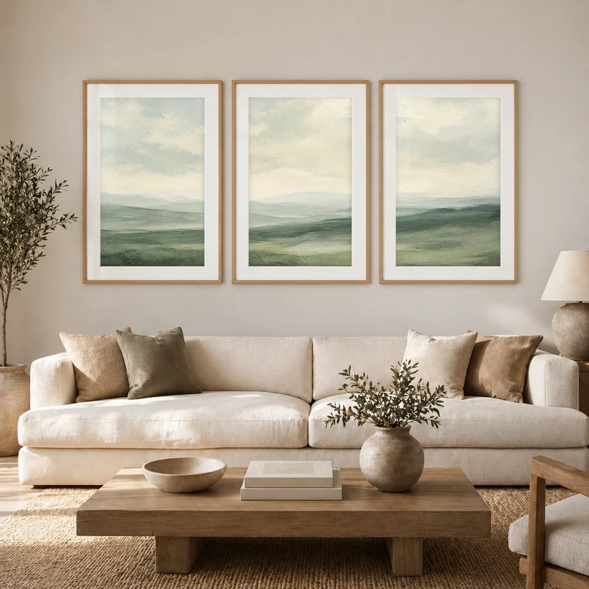 Quadro Campos Tranquilos com Céu Nublado