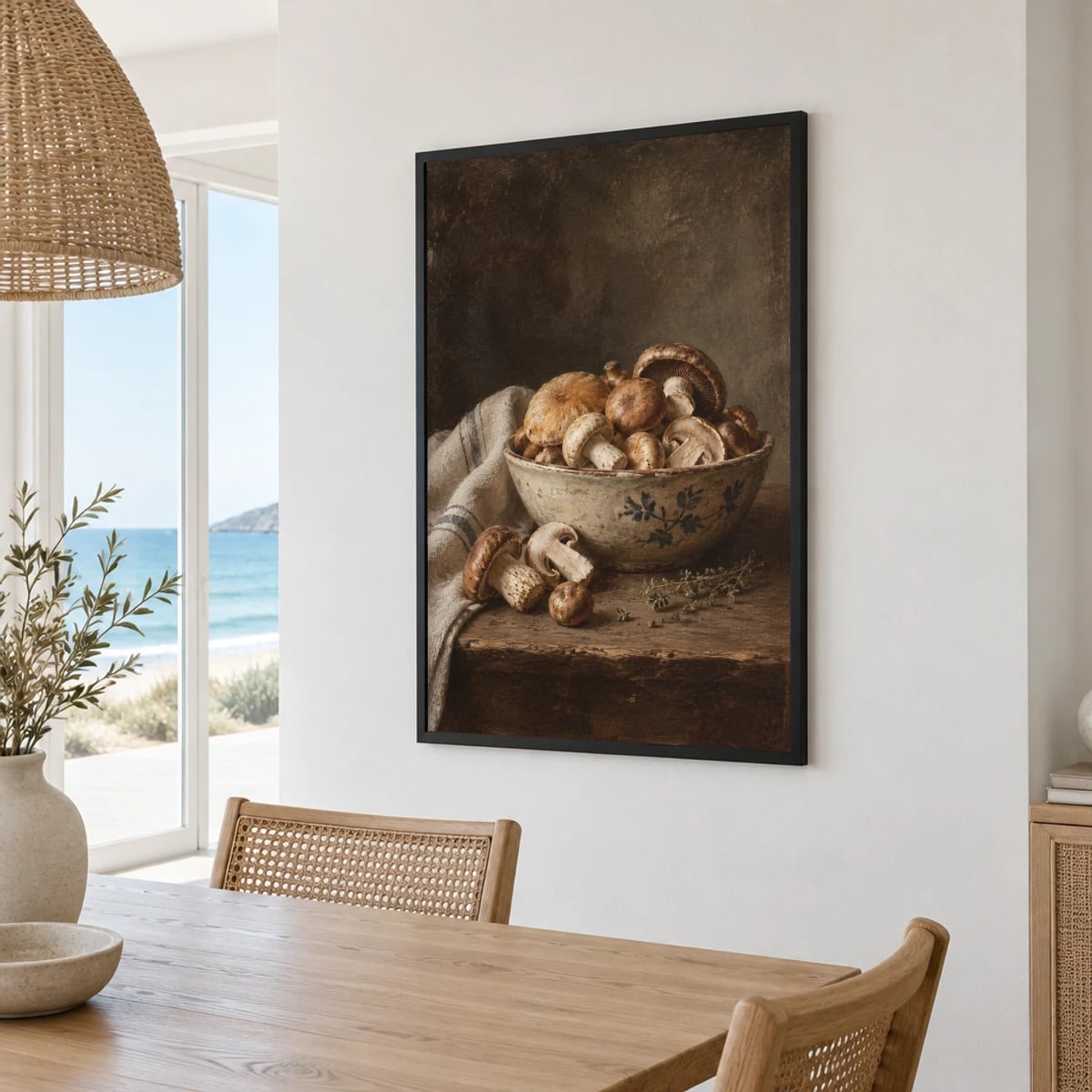 Quadro Cogumelos em Tigela Antiga