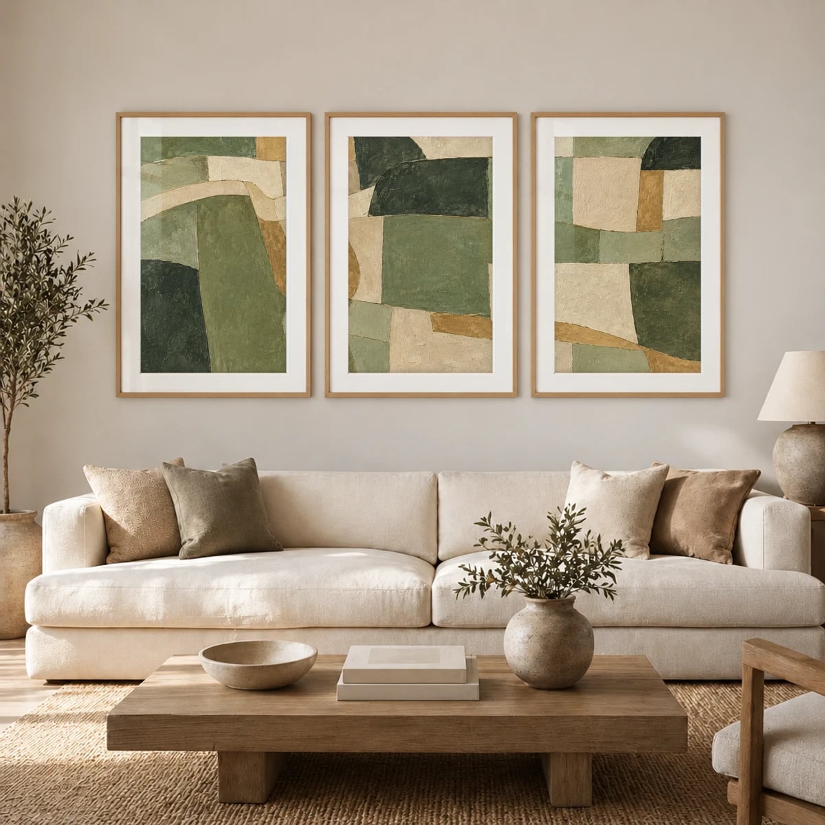 Quadro Formas Abstratas em Tons Naturais