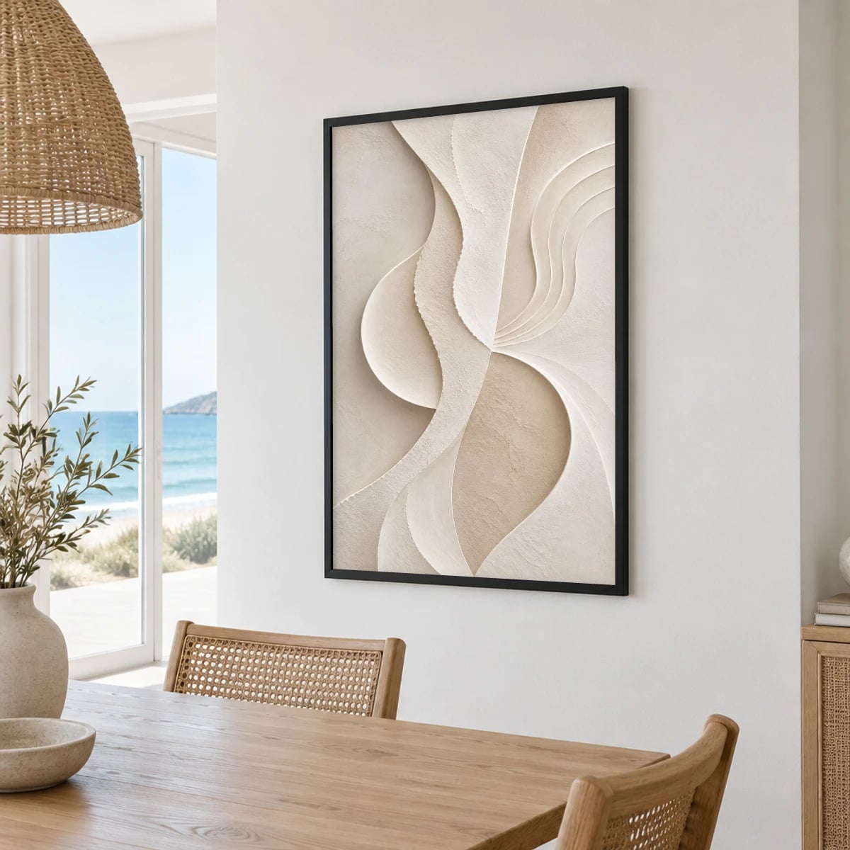 Quadro Relevos Curvos em Tons Neutros