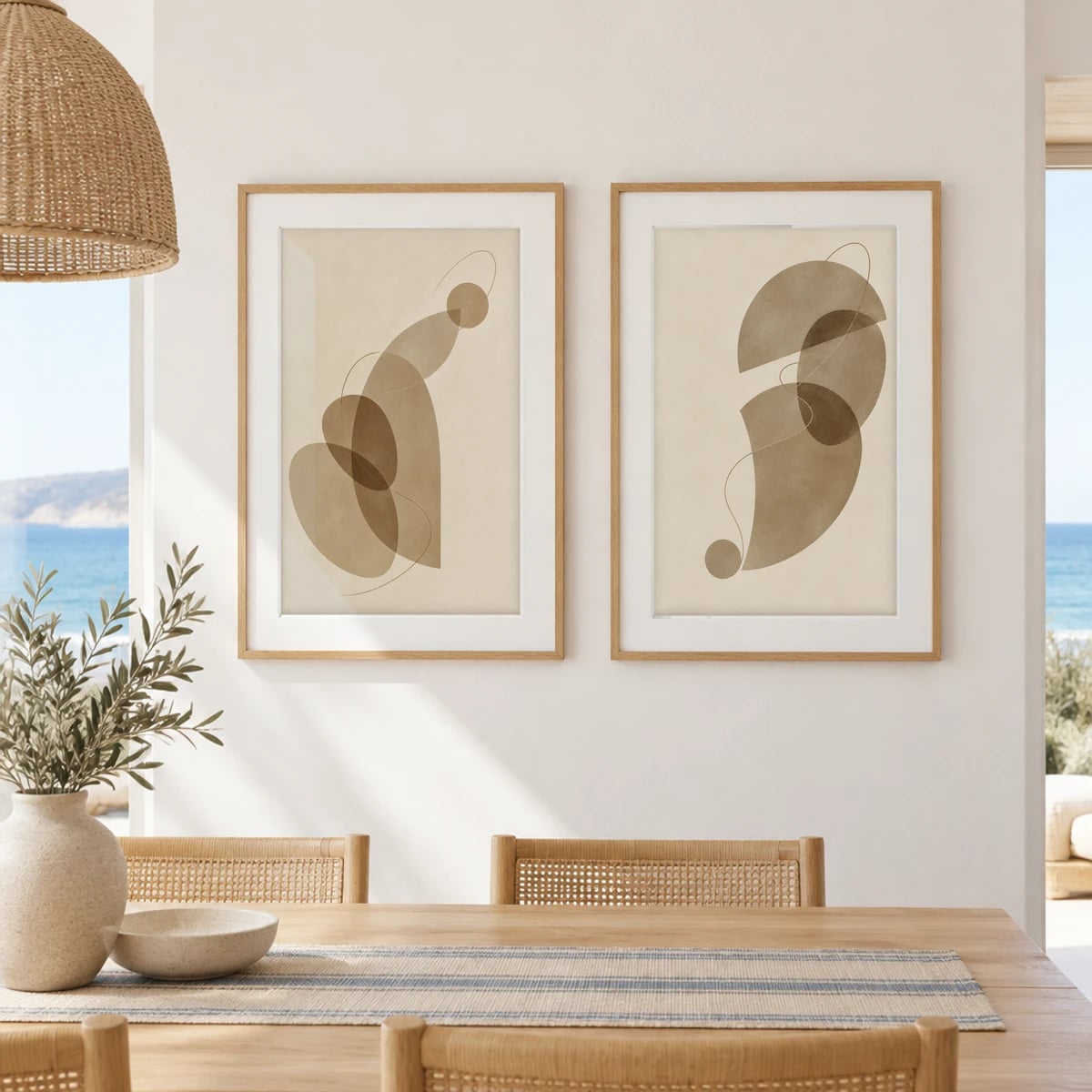 Quadro Formas Orgânicas em Tons Terrosos