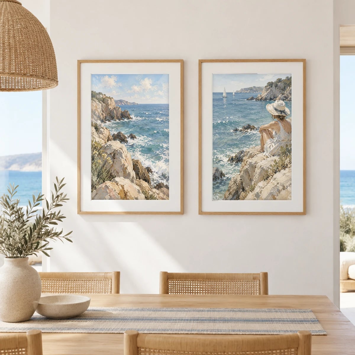 Quadro Mar Mediterrâneo com Veleiros