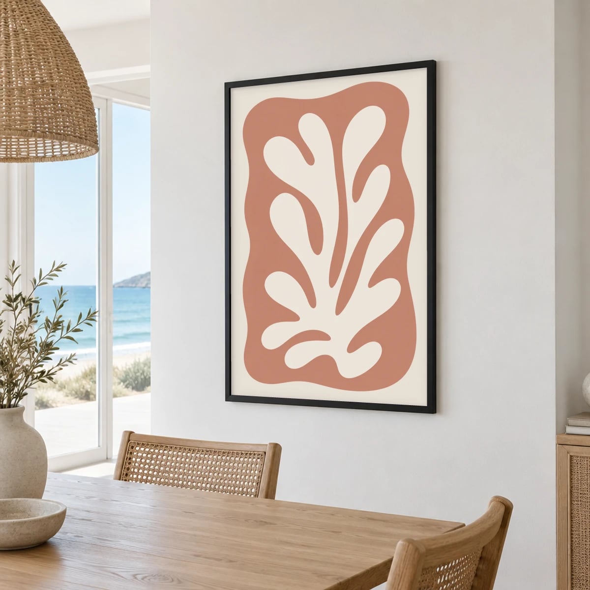 Quadro Folha Orgânica em Silhueta Simples