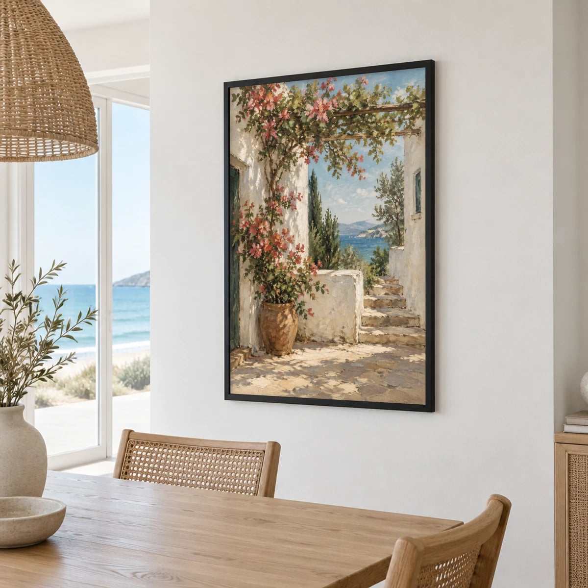 Quadro Patamar Mediterrâneo com Vasos Floridos