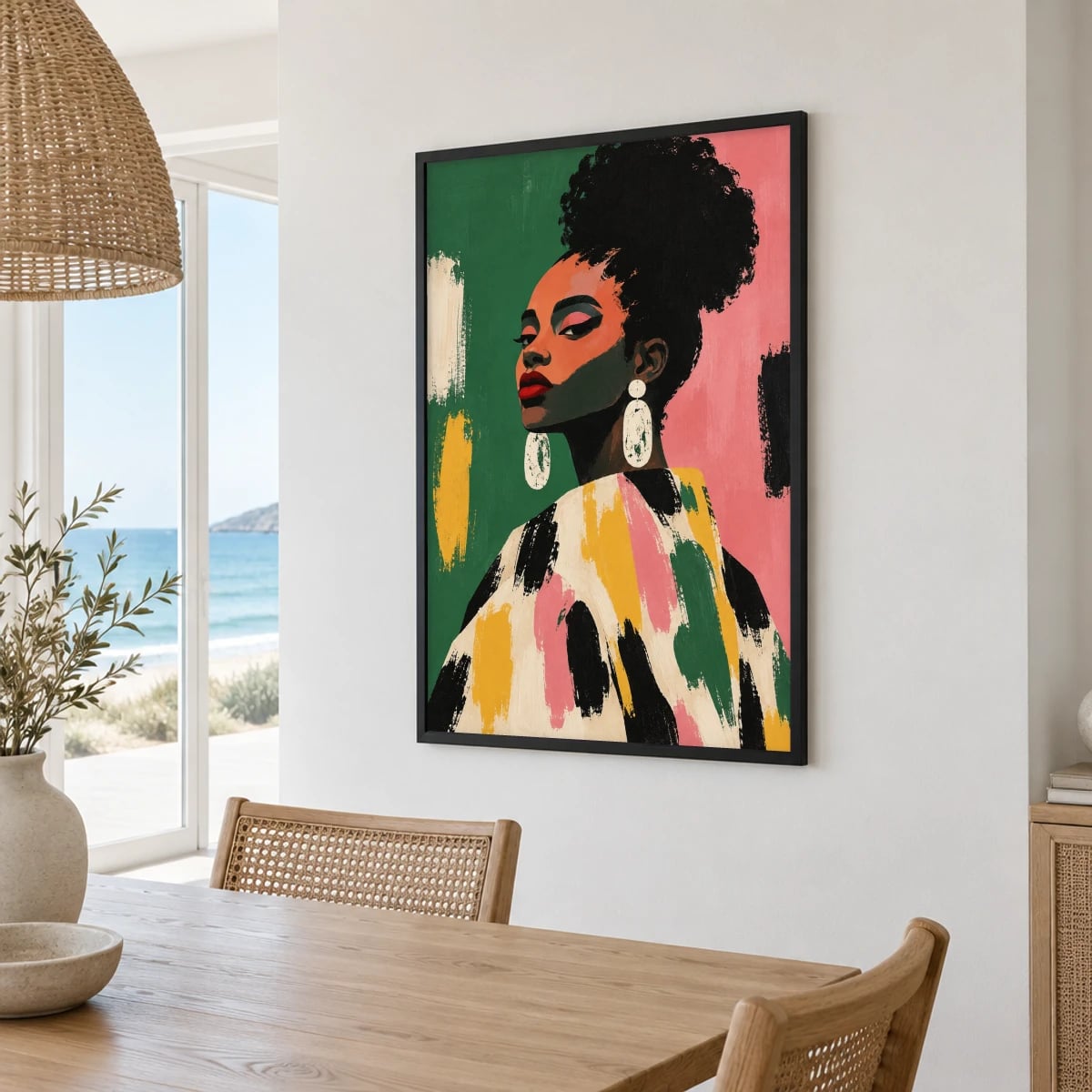 Quadro Mulher Afro com Brincos Expressivos
