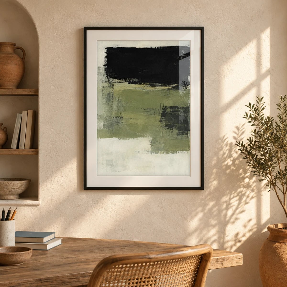 Com vidro · passe-partout · Preto fosco · frontal · vertical · cena 1:1 (studio 39e9f288)