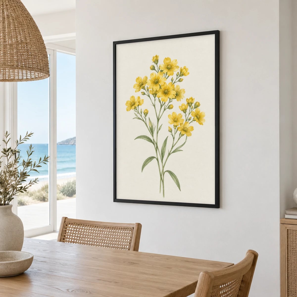 Quadro Galhos de Flores Douradas