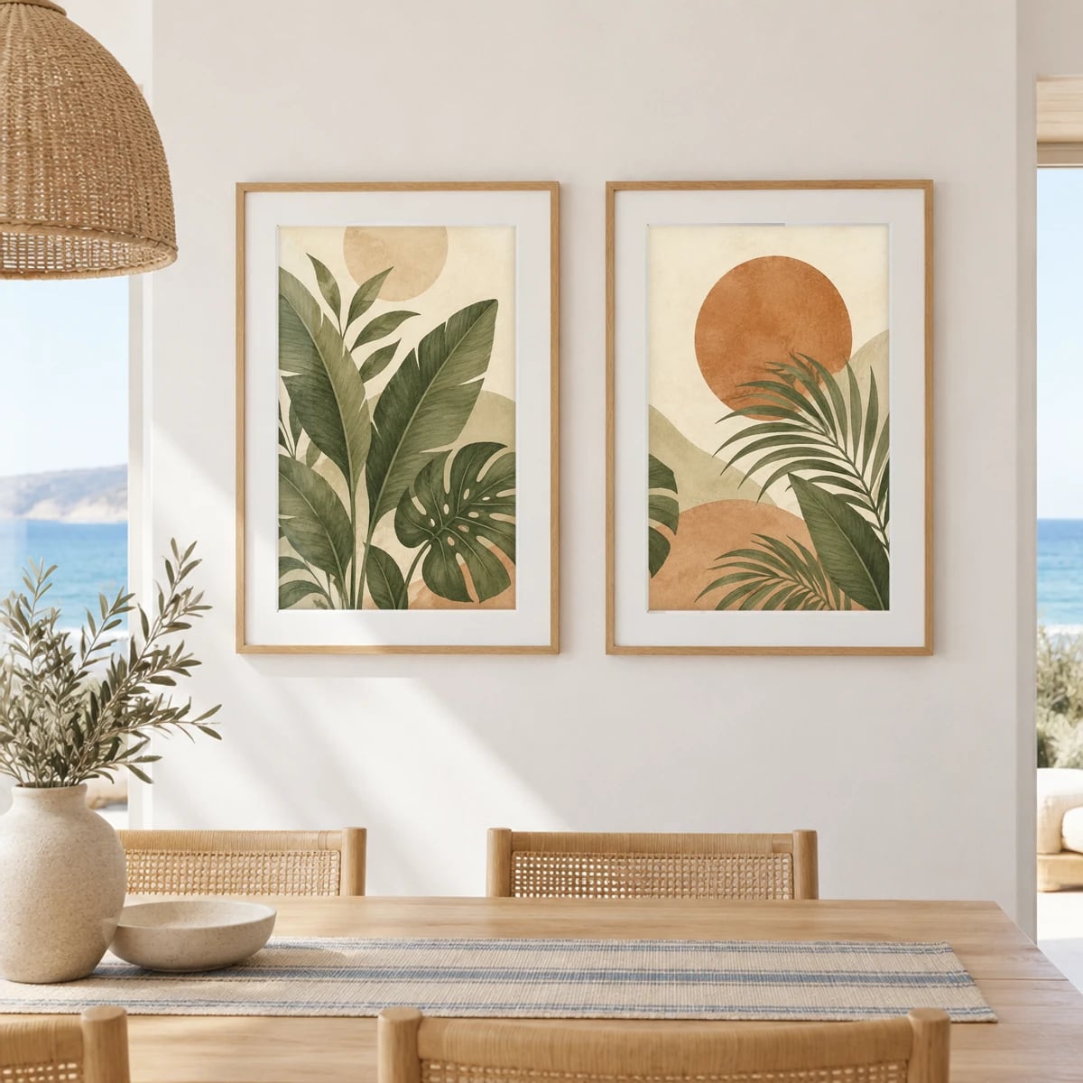 Quadro Folhagens Tropicais sob Sol Poente