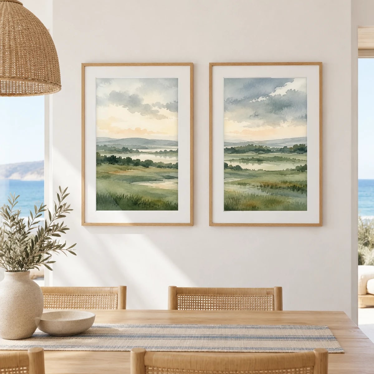 Quadro Planícies e Lagos ao Entardecer