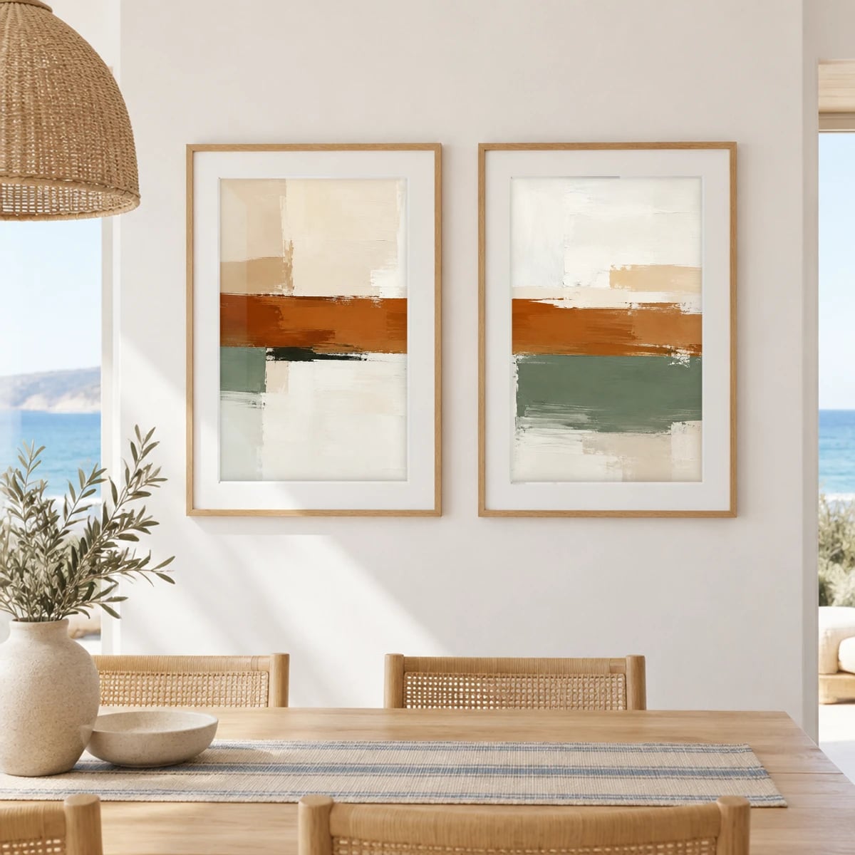 Quadro Abstrato Orgânico em Tons Terrosos