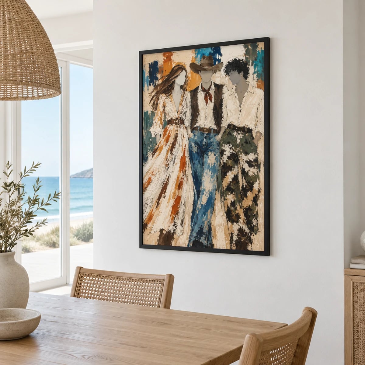 Quadro Três Figuras em Convívio Casual