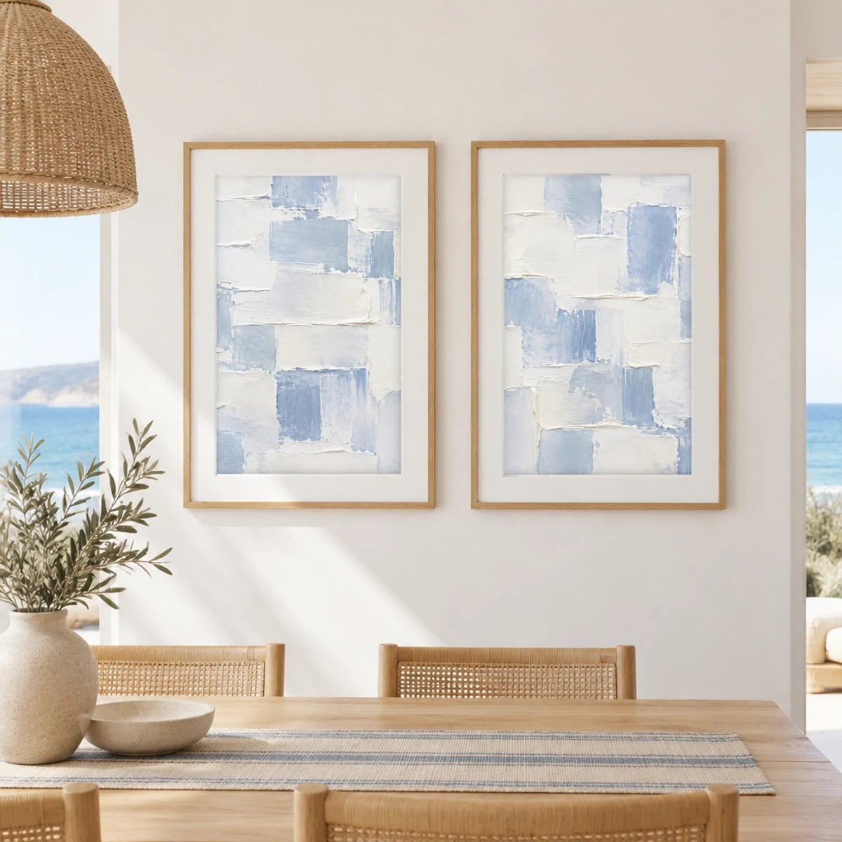 Quadro Blocos Texturizados em Tons Frios