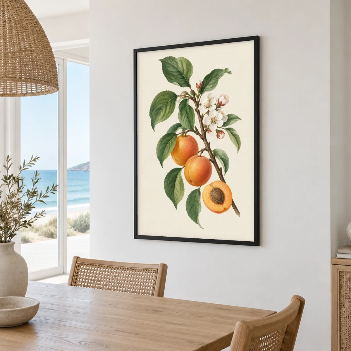 Quadro Ramo de Damascos com Frutos e Flores