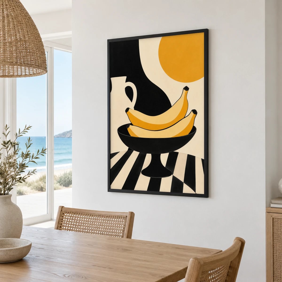 Quadro Bananas na Fruteira com Jarro