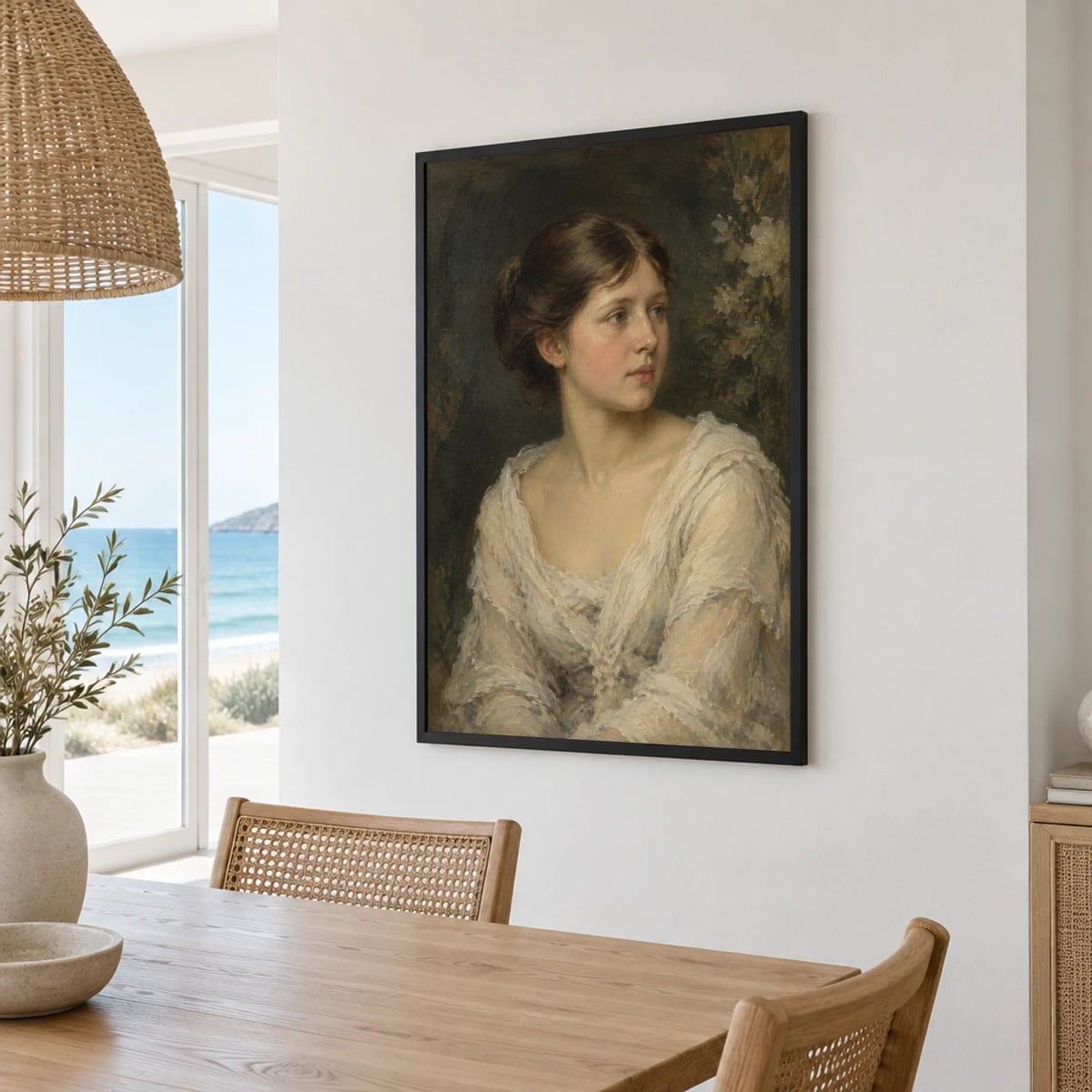 Quadro Retrato Clássico de Jovem Mulher