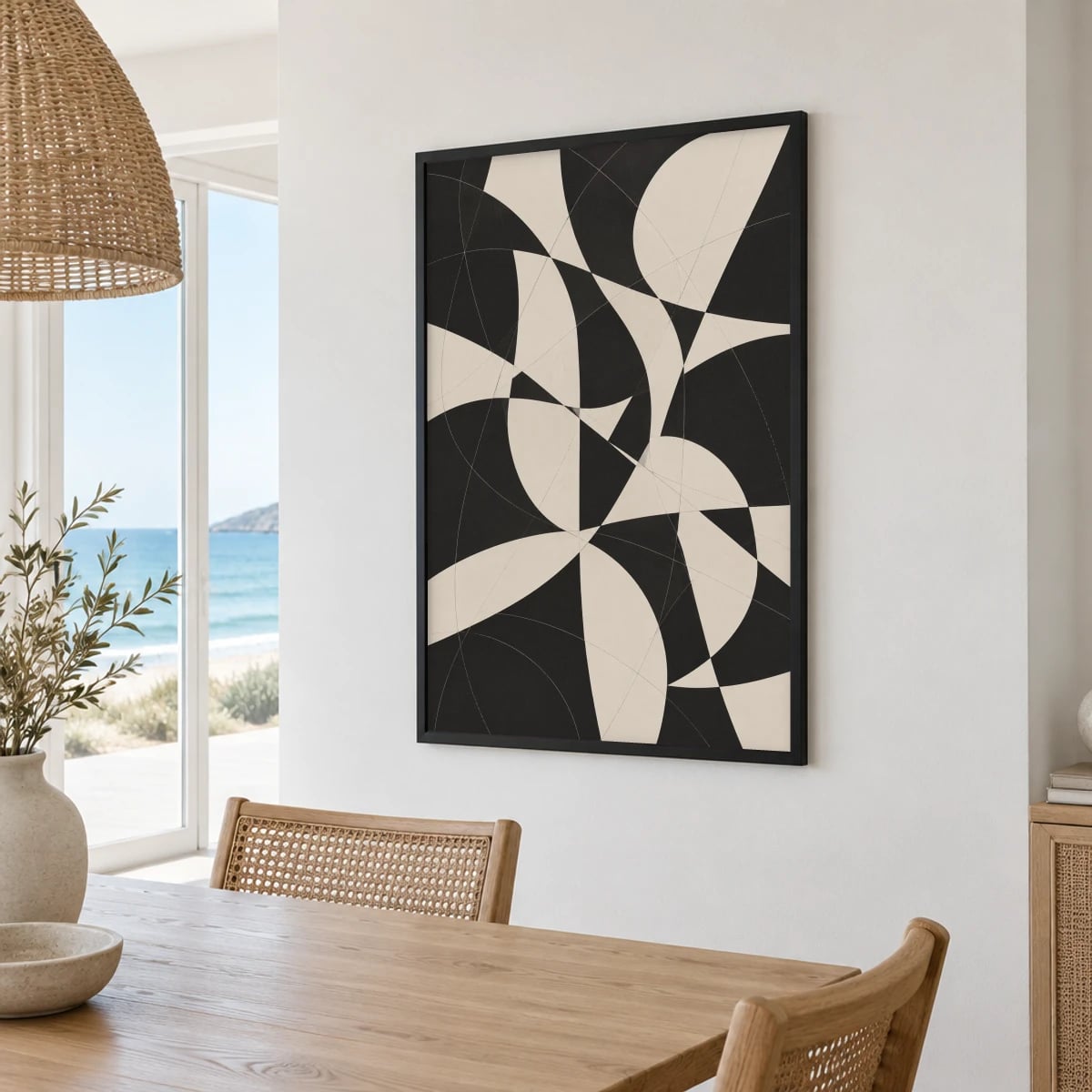 Quadro Formas Orgânicas em Preto e Bege