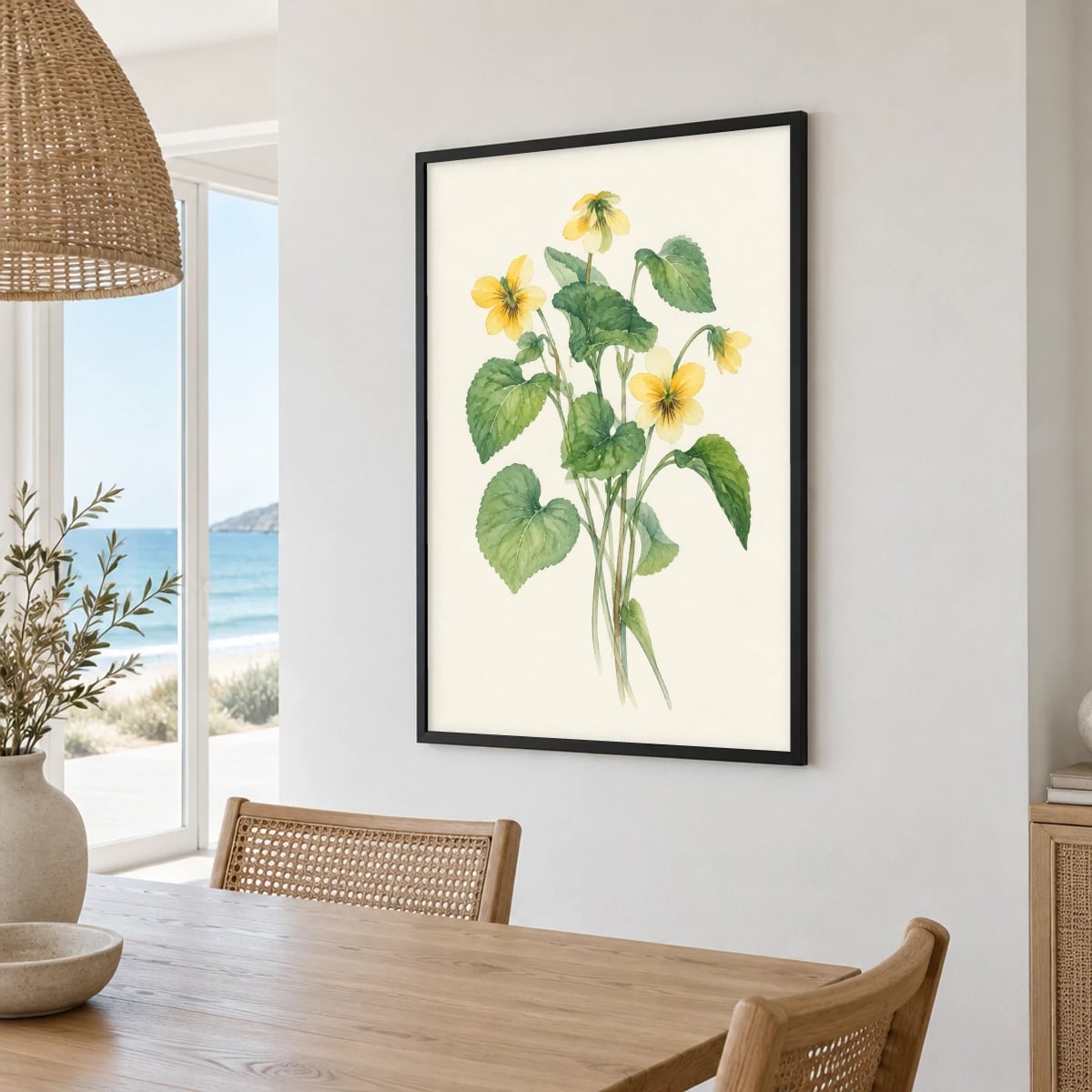 Quadro Ramo de Amor-perfeito Amarelo
