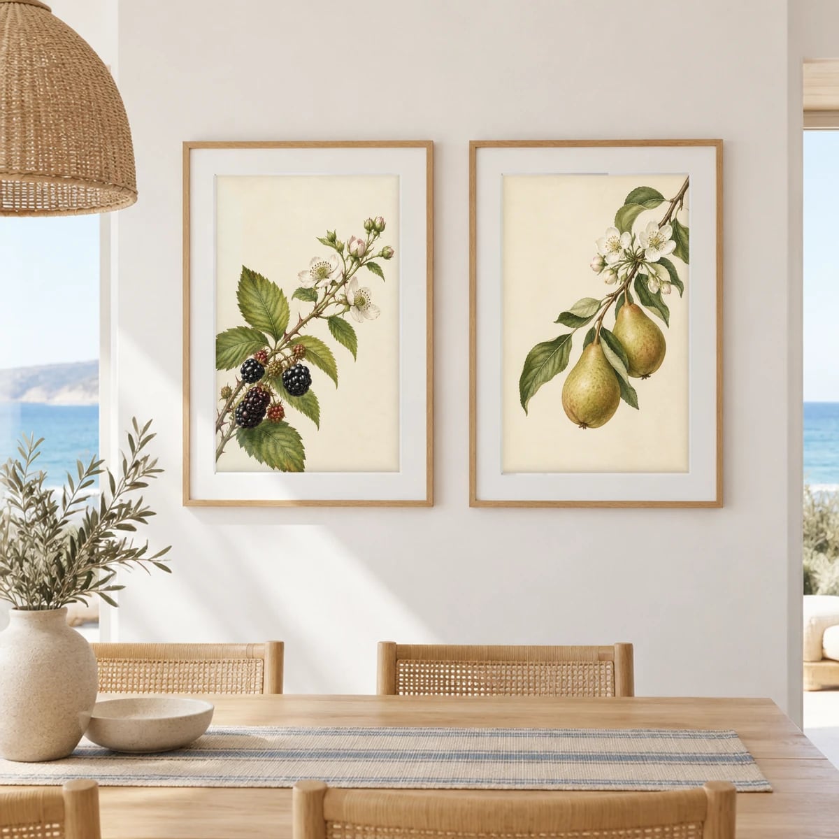 Quadro Frutos de Amora com Flores