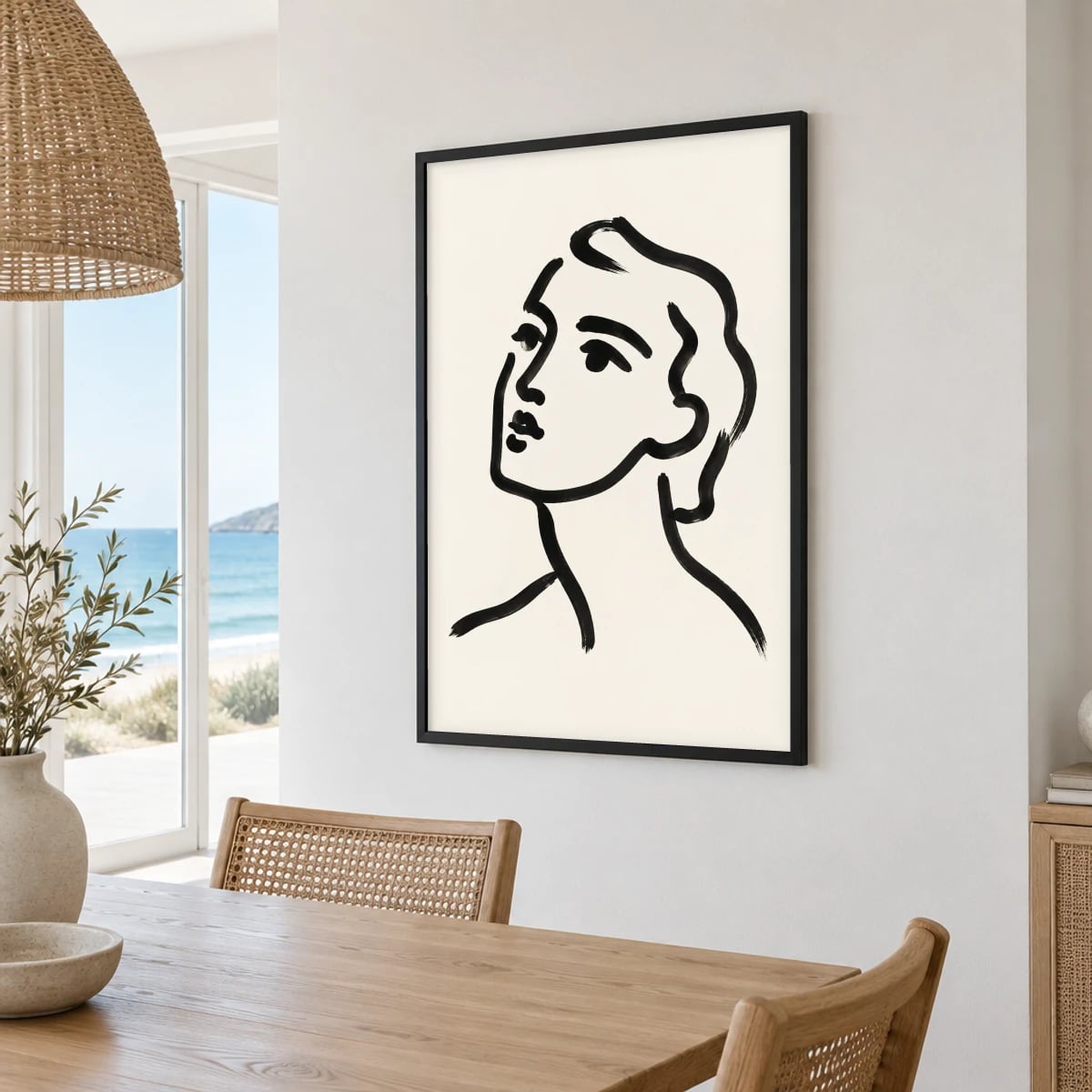 Quadro Rosto Feminino em Traço Expressivo