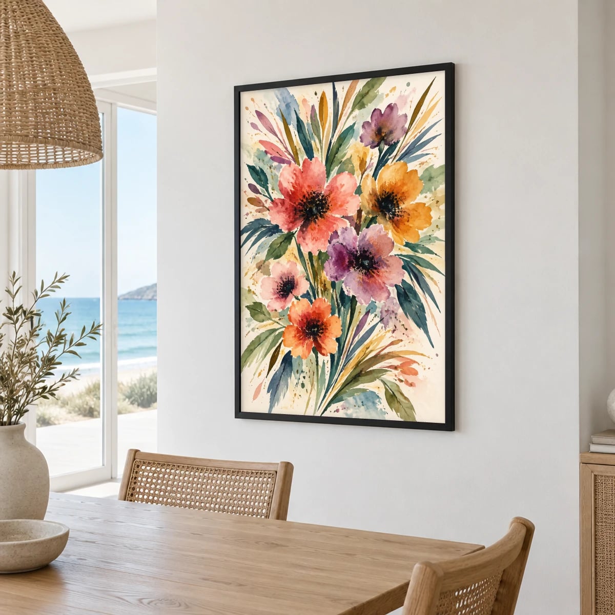 Quadro Bouquet Vibrante em Aquarela