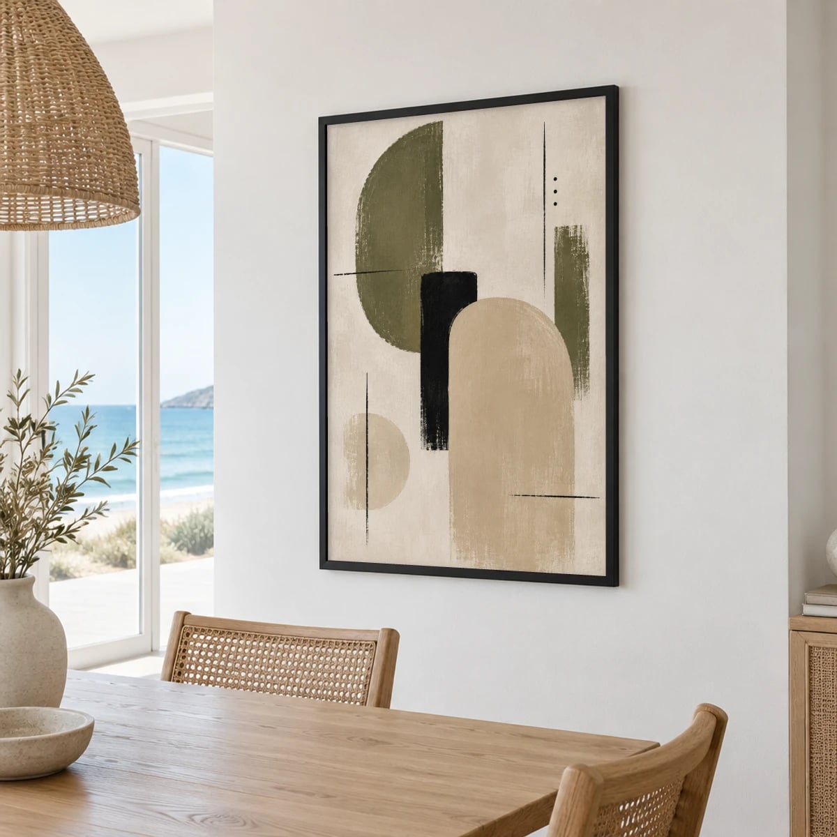 Quadro Composição Geométrica em Tons Neutros