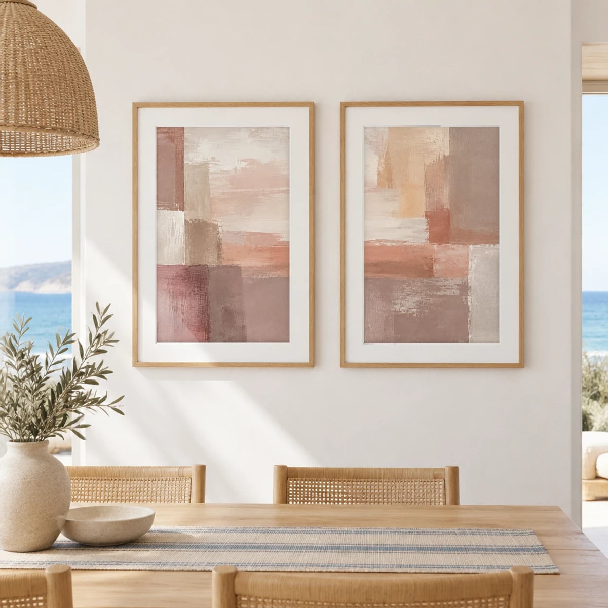 Quadro Abstrato Orgânico em Tons Terrosos