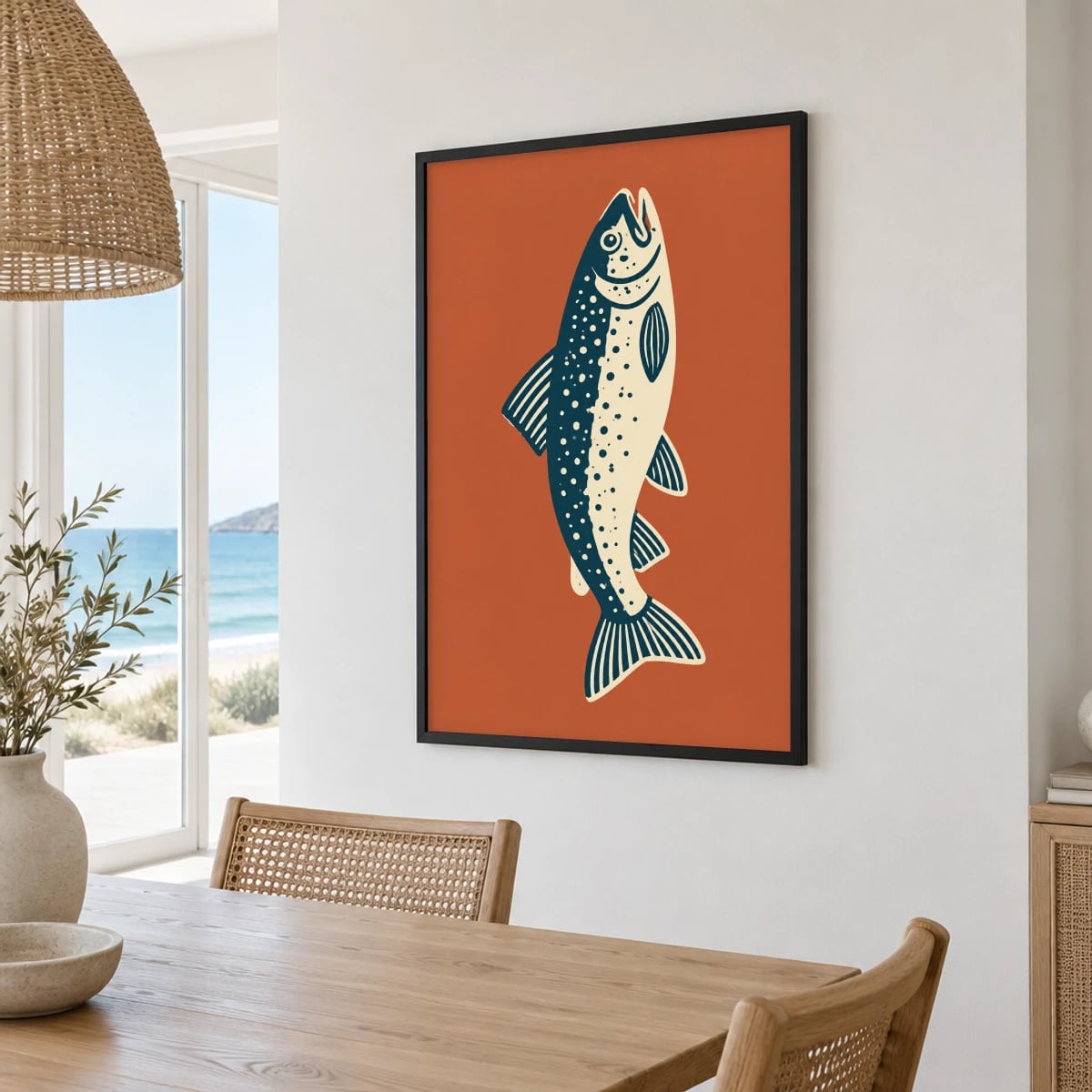 Quadro Truta Estilizada em Fundo Terra