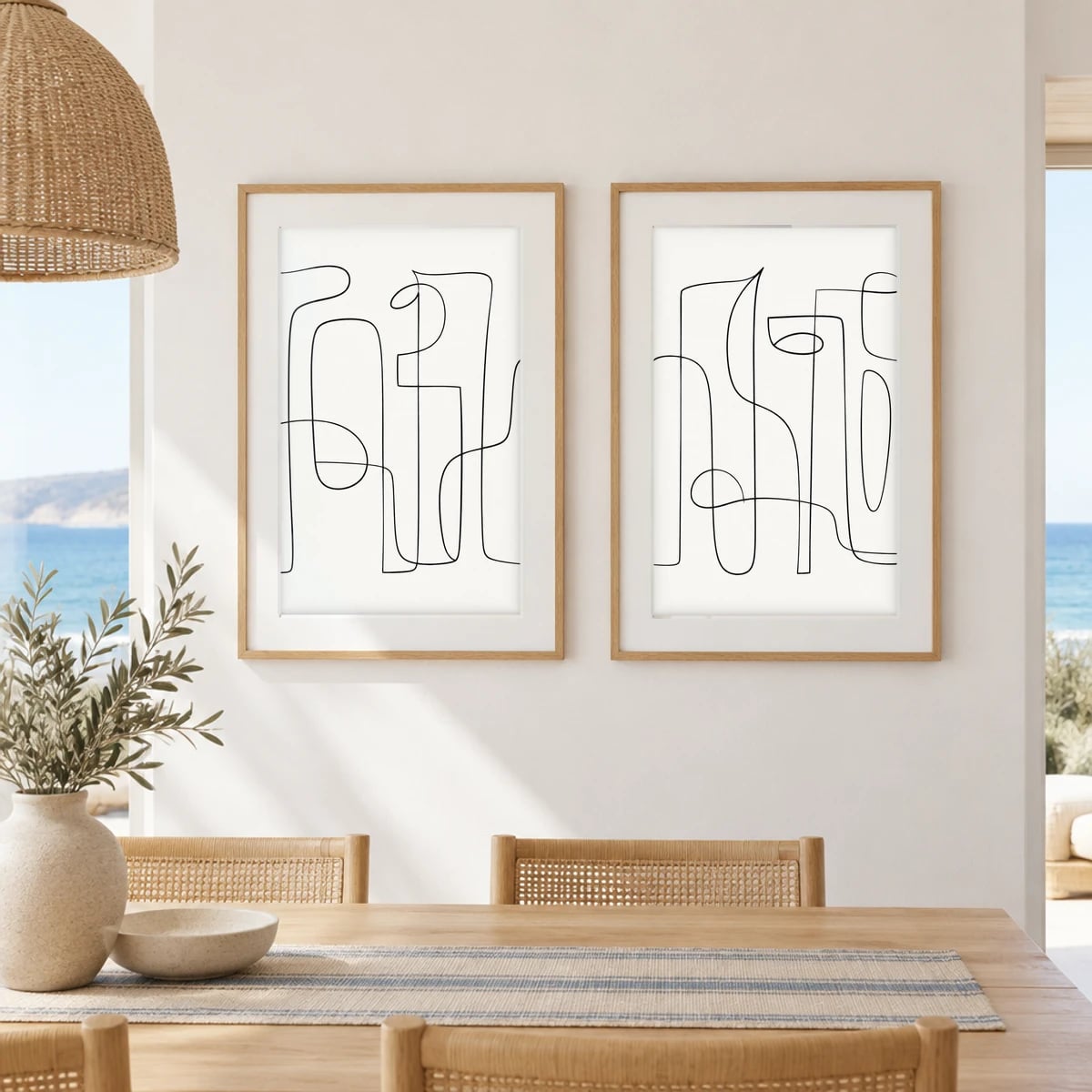 Quadro Figuras Abstratas em Traços Contínuos