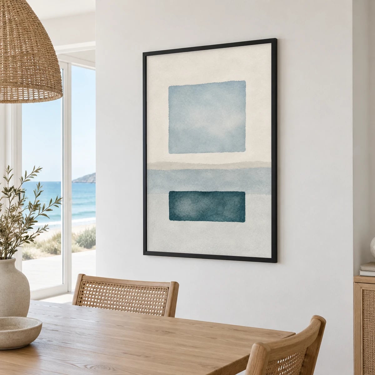 Quadro Horizonte Abstrato em Tons Neutros