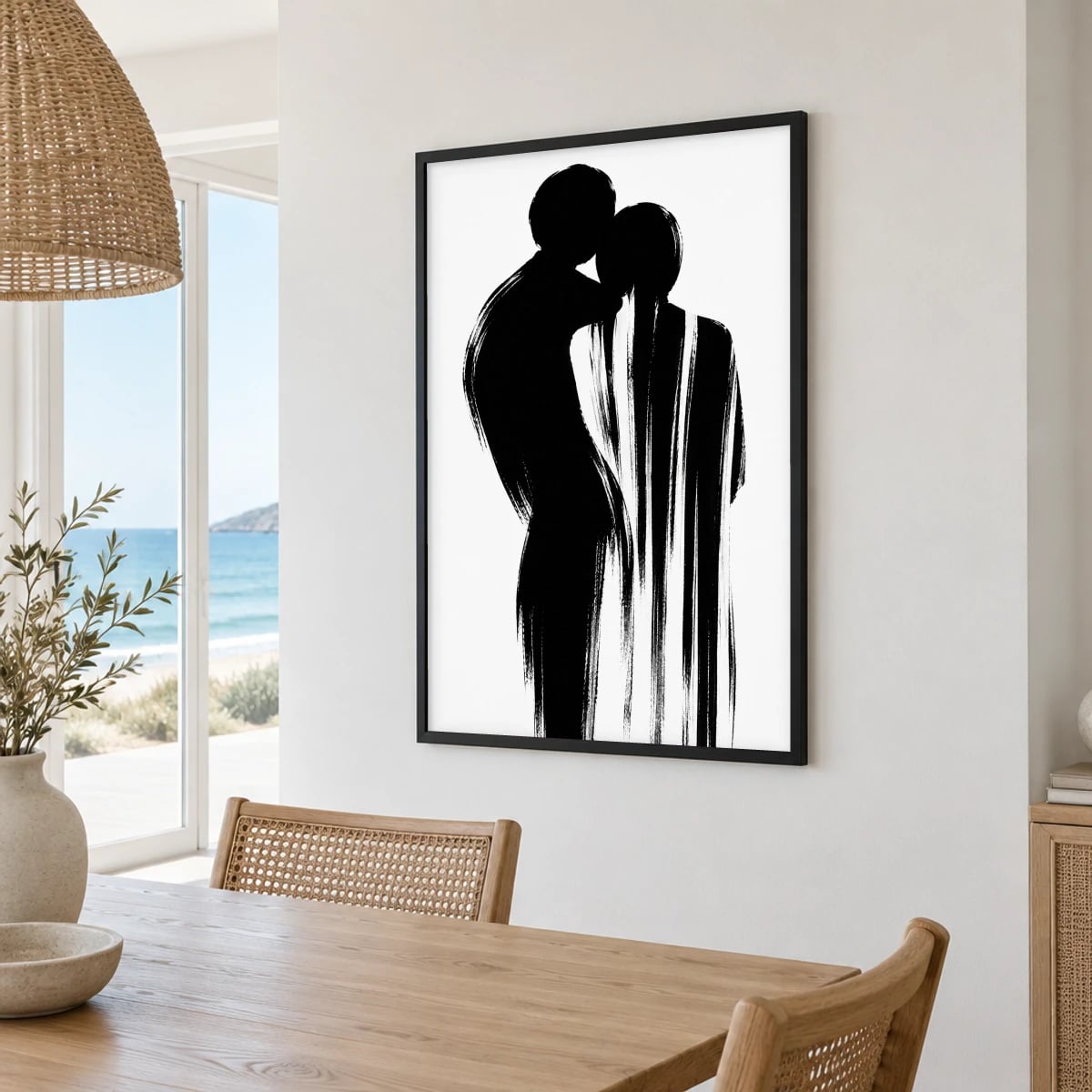 Quadro Casal em Silhueta Minimalista