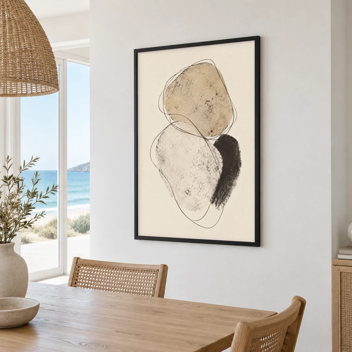 Quadro Formas Orgânicas Entrelaçadas Suaves