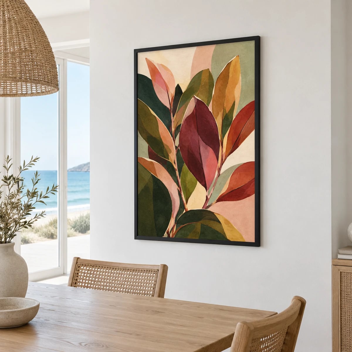 Quadro Folhas Outonais em Aquarela