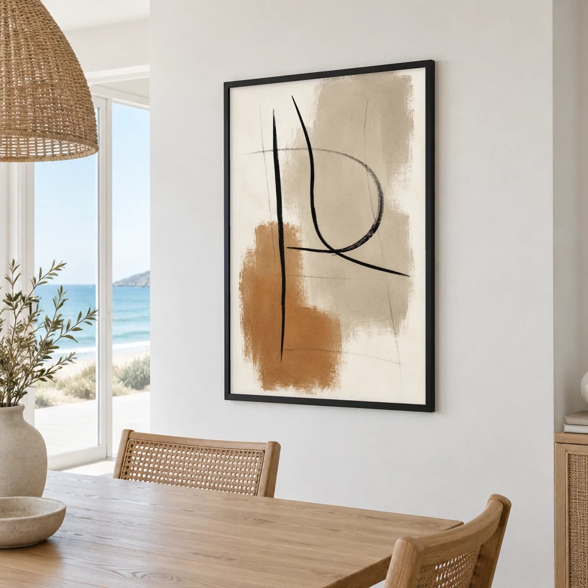 Quadro Traços Negros Sobre Fundo Neutro