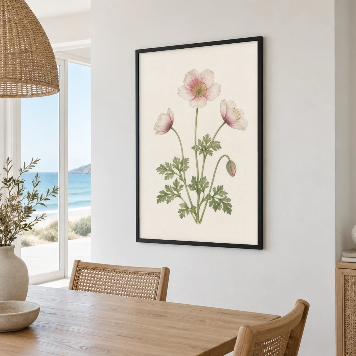 Quadro Estudo de Anêmona Rosa