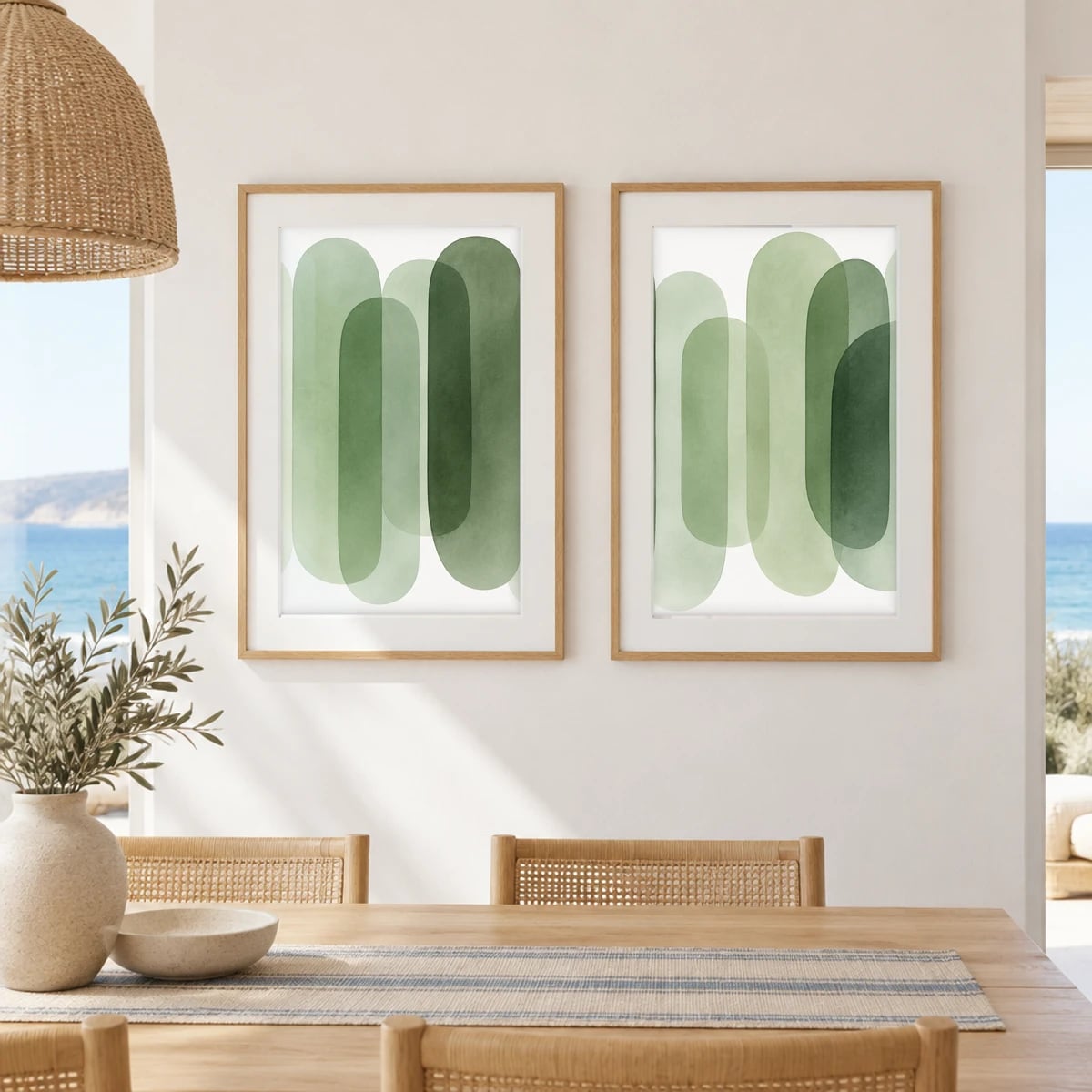 Quadro Formas Orgânicas em Verde Translúcido