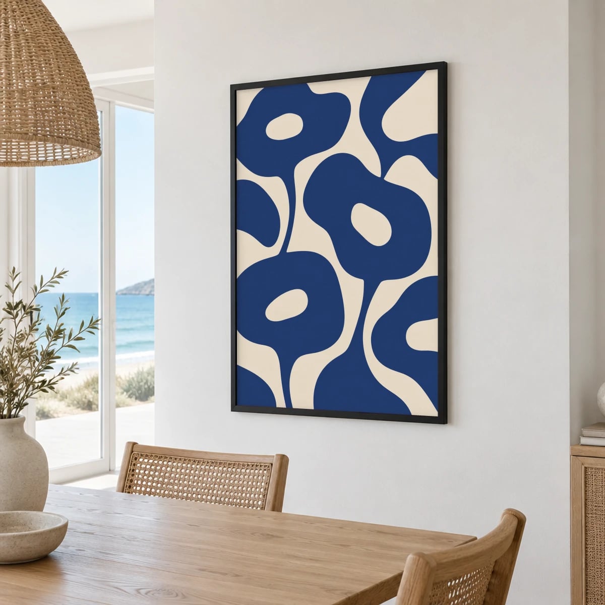 Quadro Flores Abstratas em Azul