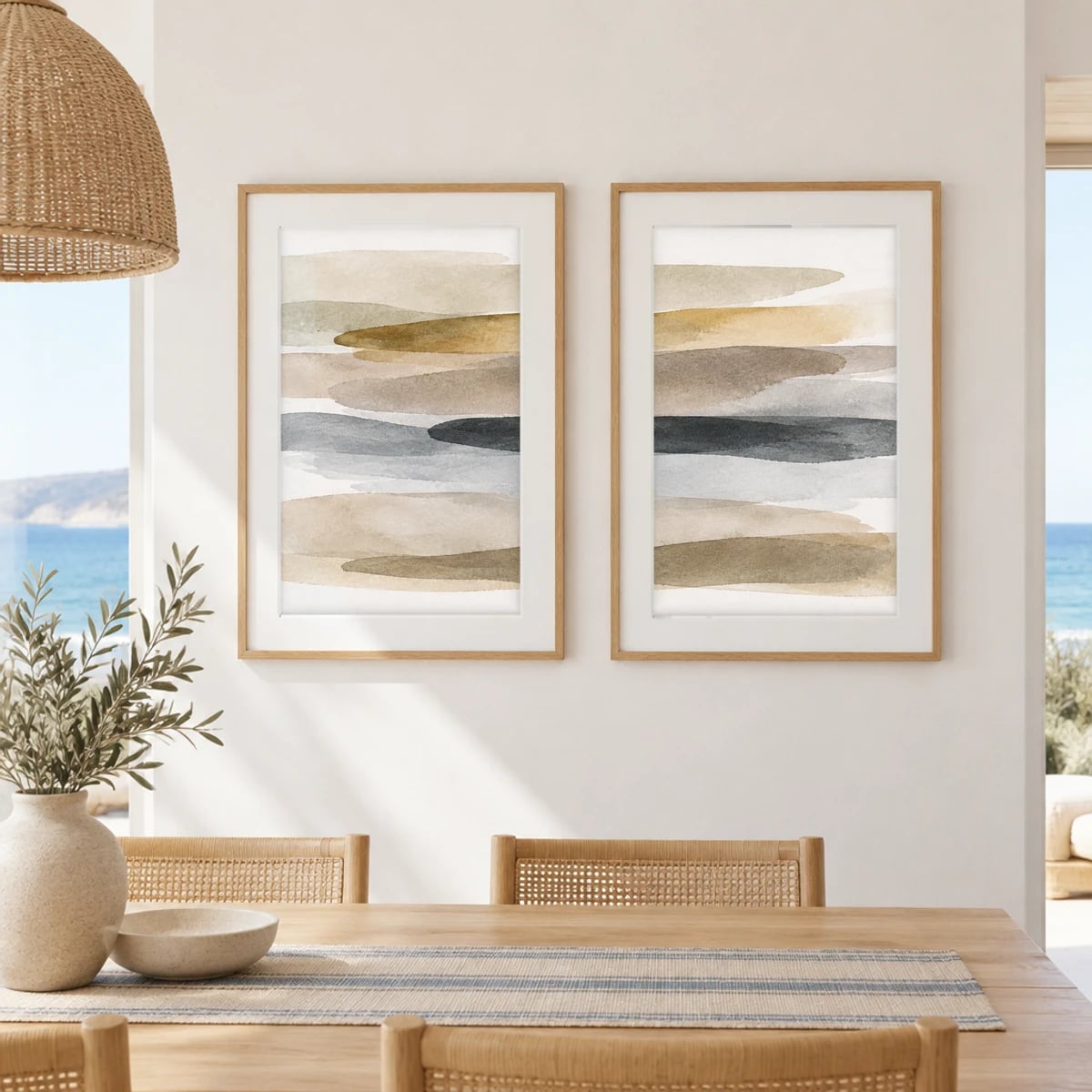 Quadro Pinceladas Orgânicas em Tons Terrosos