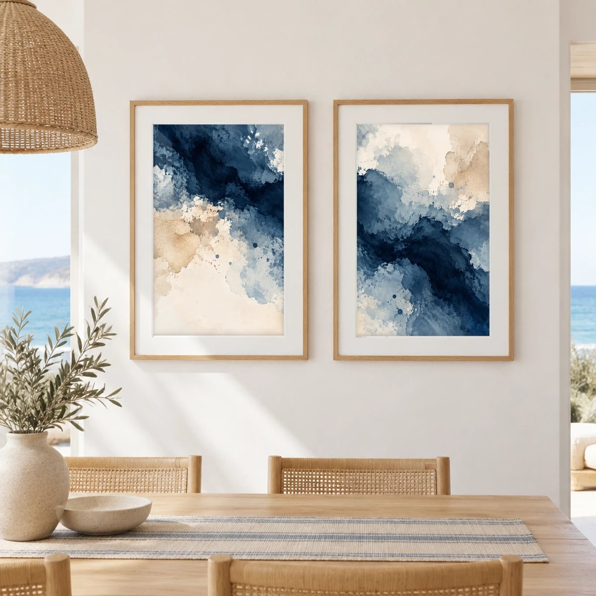 Quadro Nuvens Abstratas em Tons Marinhos