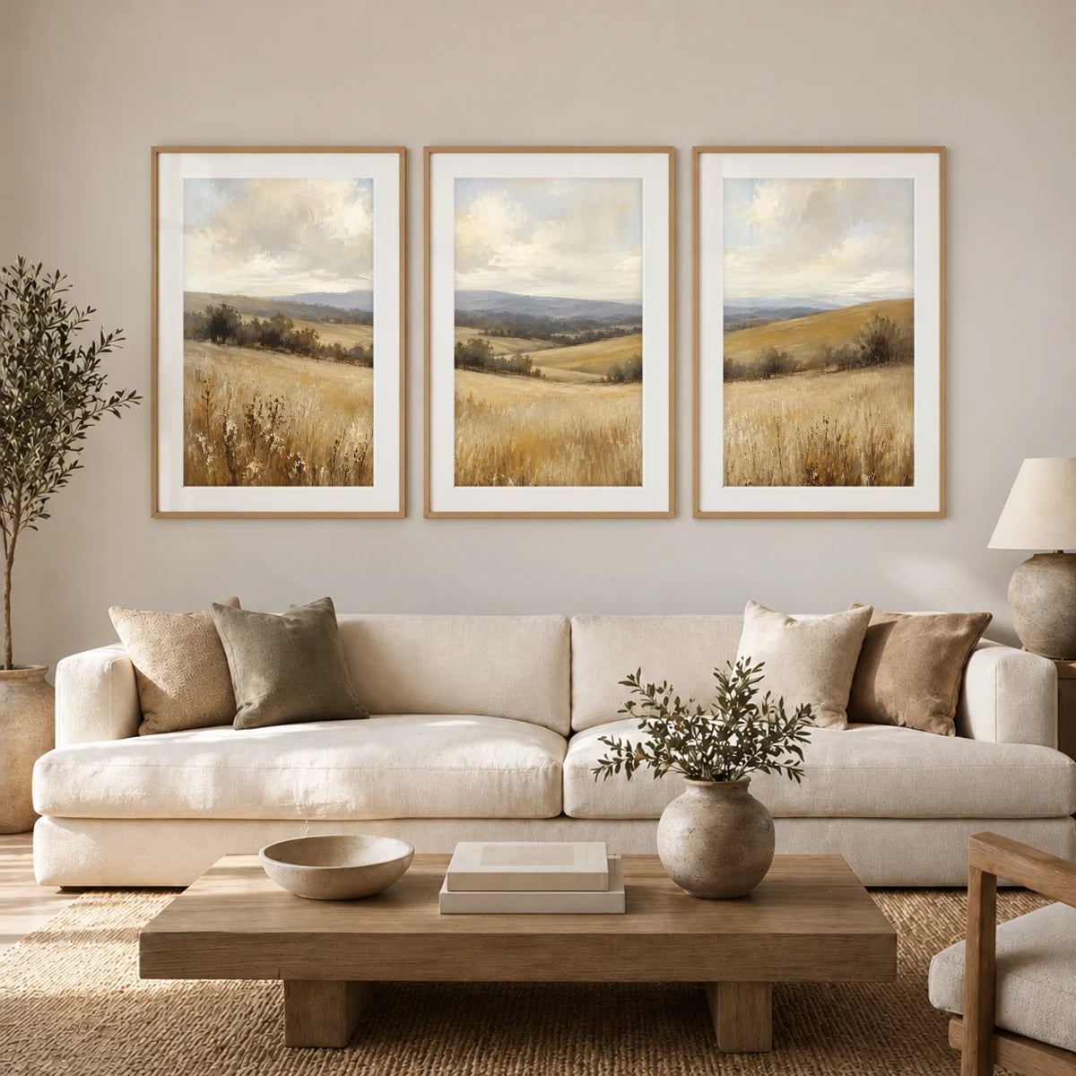 Quadro Campos Dourados ao Entardecer